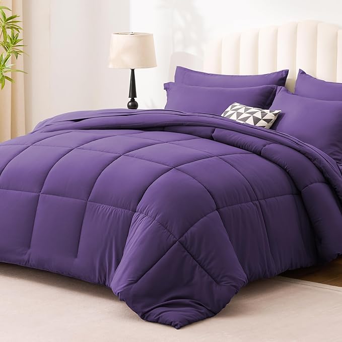 Love's cabin Twin XL Comforter Set Dark Purple, 5 Pieces Twin XL Bed in a Bag - Image 2