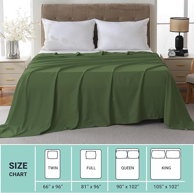 ZPECC King Flat Sheet Only 1 Pack, Durable Olive Green Top Bed Sheets - Image 5