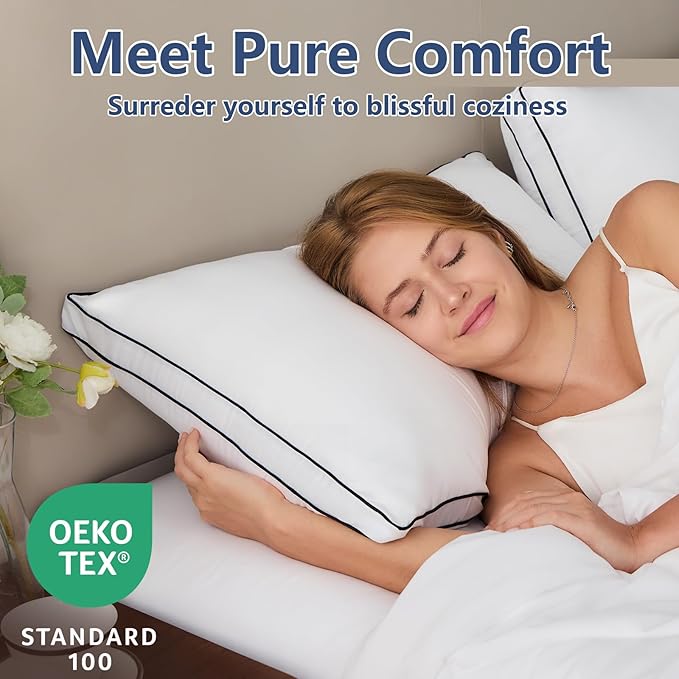 CozyLux Pillows King Size Set of 4, Soft and Supportive 3D Down Alternative Bed - Image 3
