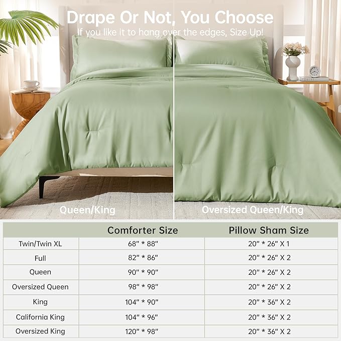 MUXHOMO Green California King Comforter Set, All Season Ultra Soft Down - Image 8