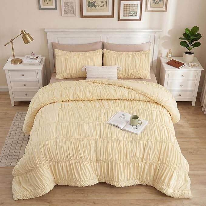 weigelia Cinched Comforter Set Full – Soft Girl Ruched Bedding Set, Apartment & - Image 8