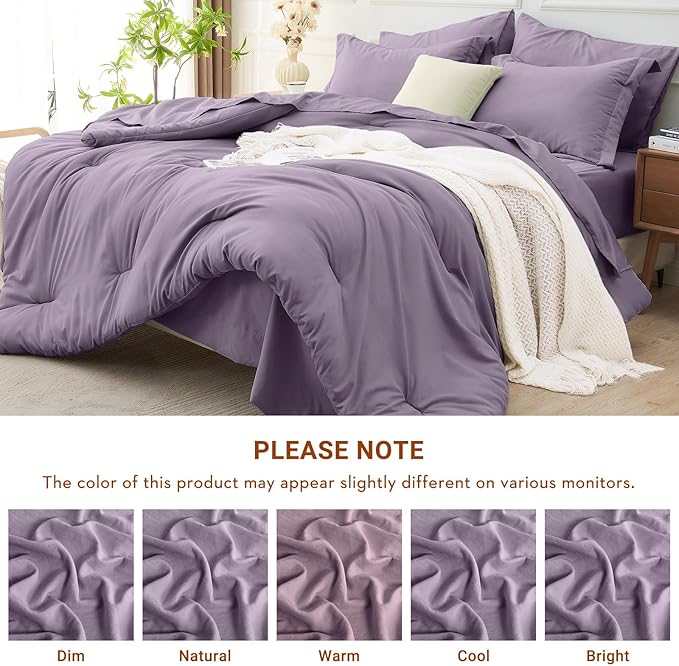 MUXHOMO 7 Pieces King Comforter Set, Soft Bed in a Bag King Size, All Season - Image 7