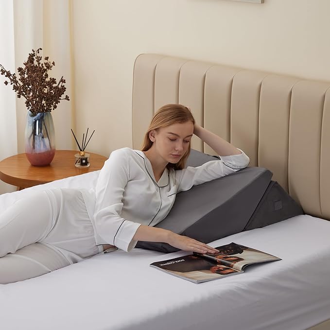 Bedluxe Wedge Pillow for Sleeping, Adjustable 9&12 Inch Foldable Bed Wedge - Image 7