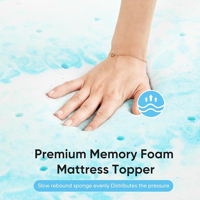 OLIXIS Gel Memory Foam Mattress Topper, Twin XL 2 Inch, Cooling Gel Infused - Image 5