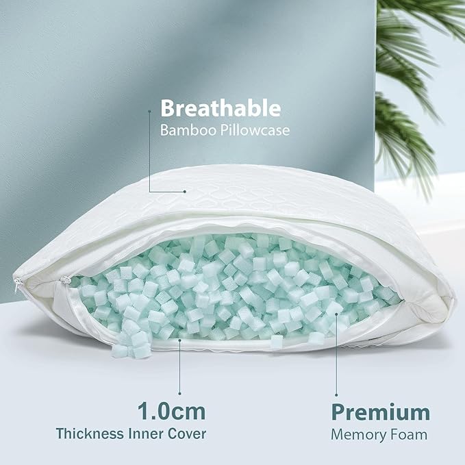 Rainmr Extra Firm Body Pillow 1.5cm Cubies Memory Foam – Pain Relief & Sleeping - Image 3