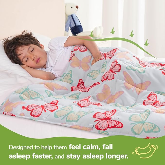 Sivio Weighted Blanket 7lbs, Butterfly Friends Cooling Weighted Blanket - Image 2