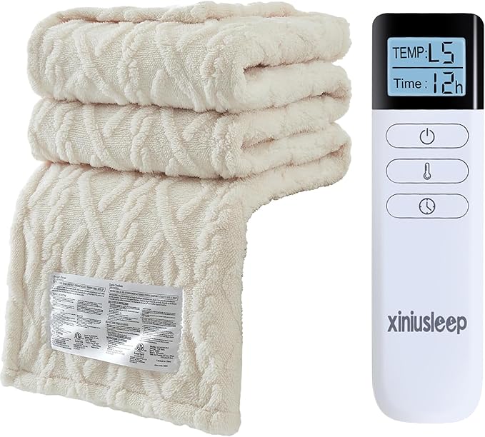 Heated Blanket Electric Blanket, 5 Heating Level, 1-12 Hour Auto Off, by XINIUSLEEP