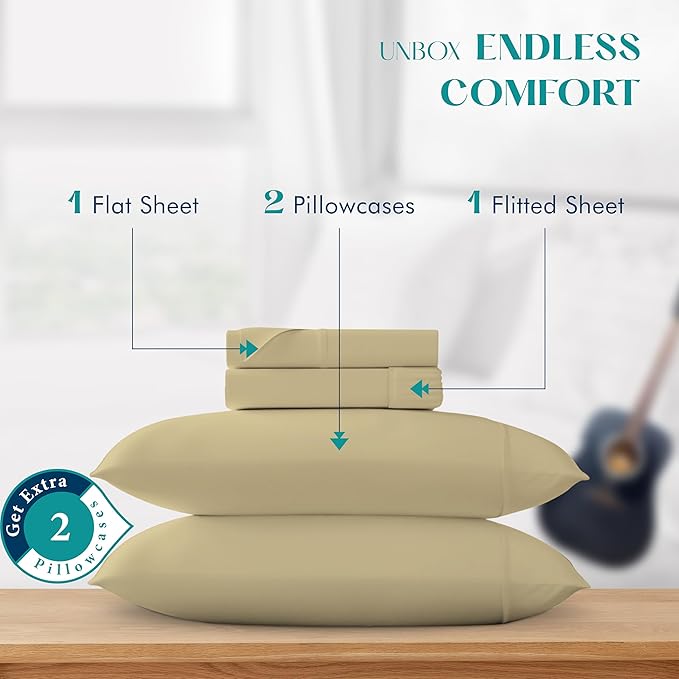 XOOX Linen 100% Egyptian Cotton Sheets King Size - Image 3