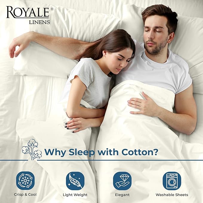 Royale Linens 100% Organic Cotton King Flat Sheet Only - Image 3