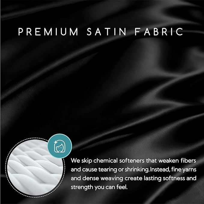 MR&HM Satin Bed Sheets, California King Size Sheets Set - Image 2