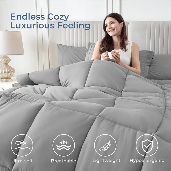 Sasttie Queen Comforter Set, 7 Pieces Bed in a Bag Queen, Complete Bedding Set - Image 2