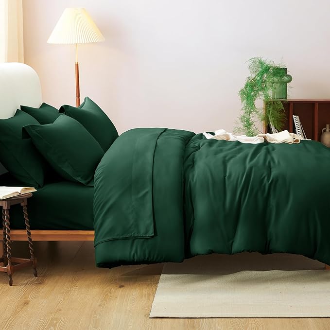 CozyLux King Size Comforter Set Emerald Green, 7 Pieces Bed in a Bag King - Image 8