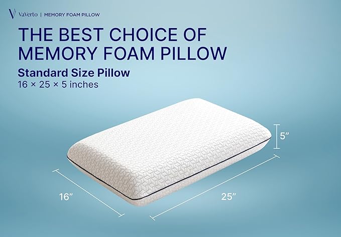 Vaverto Memory Foam Pillow 2-Pack – Cooling Gel-Infused Orthopedic Pillows - Image 7