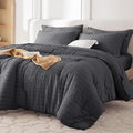 MUXHOMO 7 Pieces Queen Comforter Set, Seersucker Bed in a Bag Queen Size by MUXHOMO