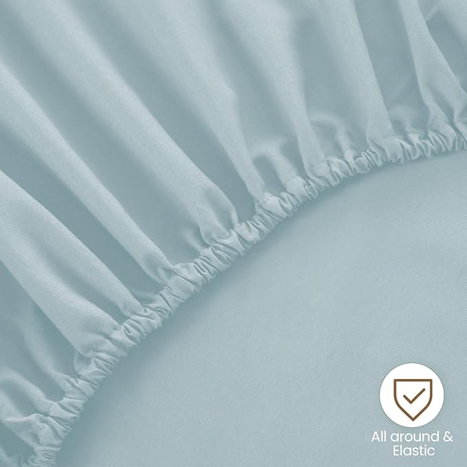 ROSE&RISY Light Blue King Fitted Sheet, Soft and Breathable - Image 5