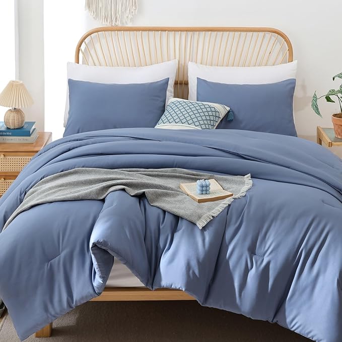 ROSGONIA King Size Comforter Set Slate Blue by ROSGONIA