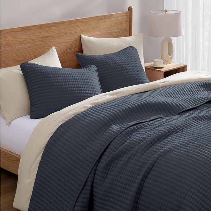 WRENSONGE Blue Grey California/Oversized King Size Quilt Bedding Set - Image 2