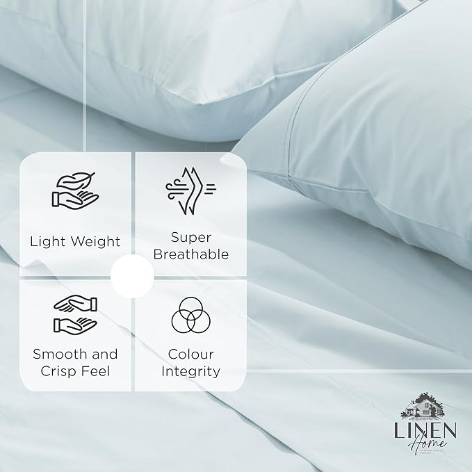 Linen Home 100% Cotton Percale Weave Fitted Sheet, Full Size, 1 Deep Pocket - Image 2