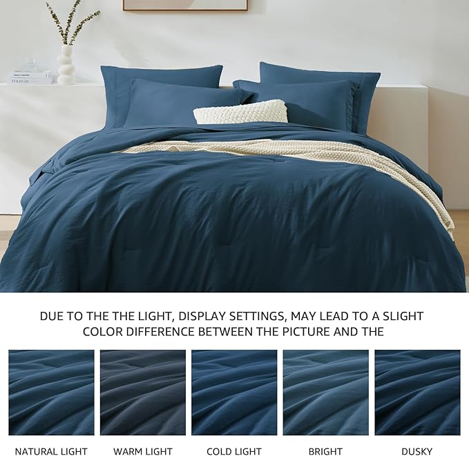 WRENSONGE Full Size Comforter Sets, 7 Pieces Serenity Blue Bed in a Bag - Image 6