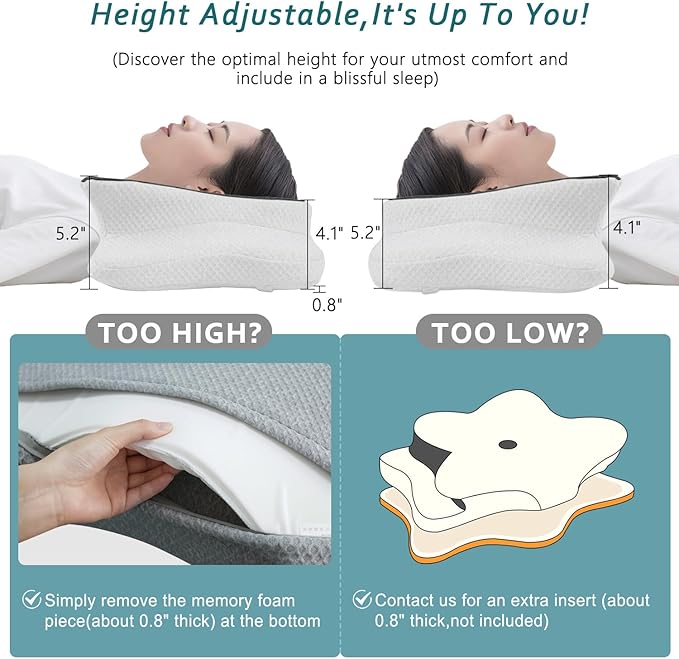 CHxxy Cervical Neck Pillow for Pain Relief Sleeping, Memory Foam Pillows - Image 5