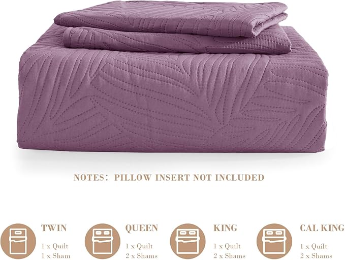 Exclusivo Mezcla Queen Quilt Bedding Set, Lightweight Dusty Lavender Quilts - Image 6