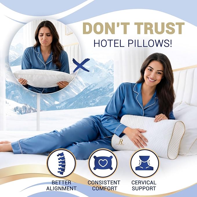 Royal Therapy Travel Memory Foam Pillow, Neck Pillow Bamboo Adjustable Side - Image 7