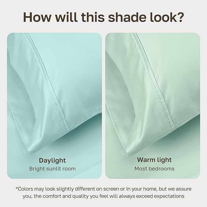 California Design Den 400 Thread Count 100% Cotton Pillowcases, Seafoam King - Image 5