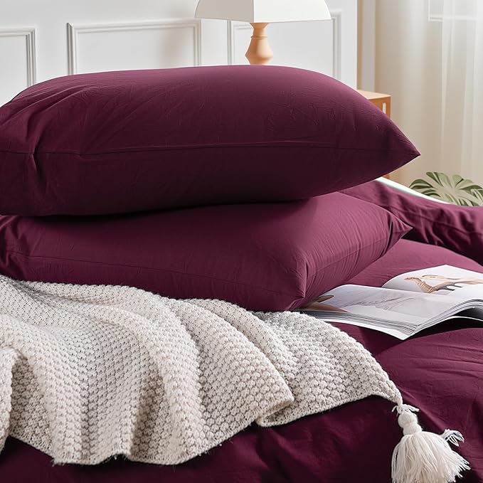 NEXHOME PRO 100% Washed Cotton Duvet Cover King Size, Ogranic Natural Linen - Image 5