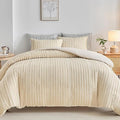WARMDERN Khaki Boho Duvet Cover Twin Size, Striped Textured Duvet Cover Tufted by WARMDERN