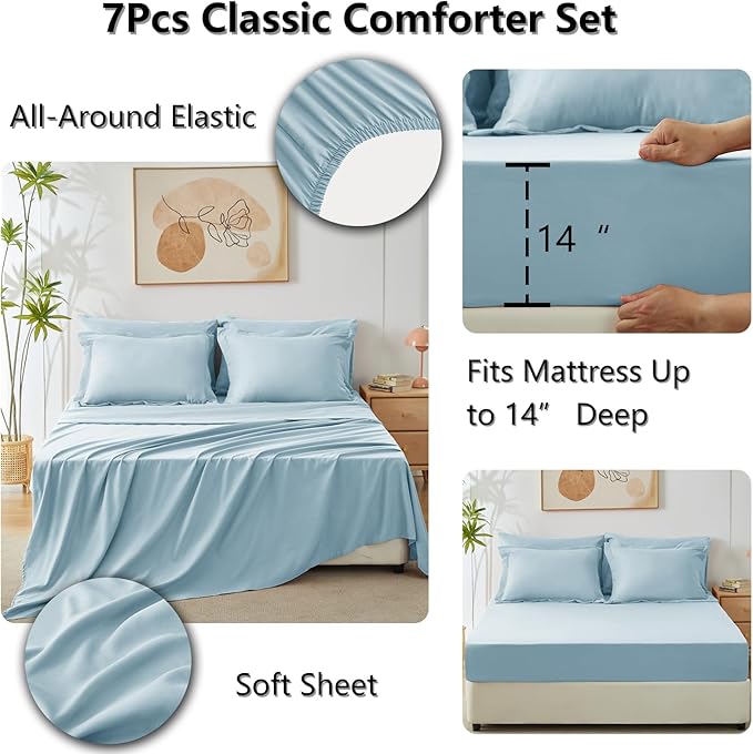 CozyLux Full Size Comforter Sets Light Blue - Image 5