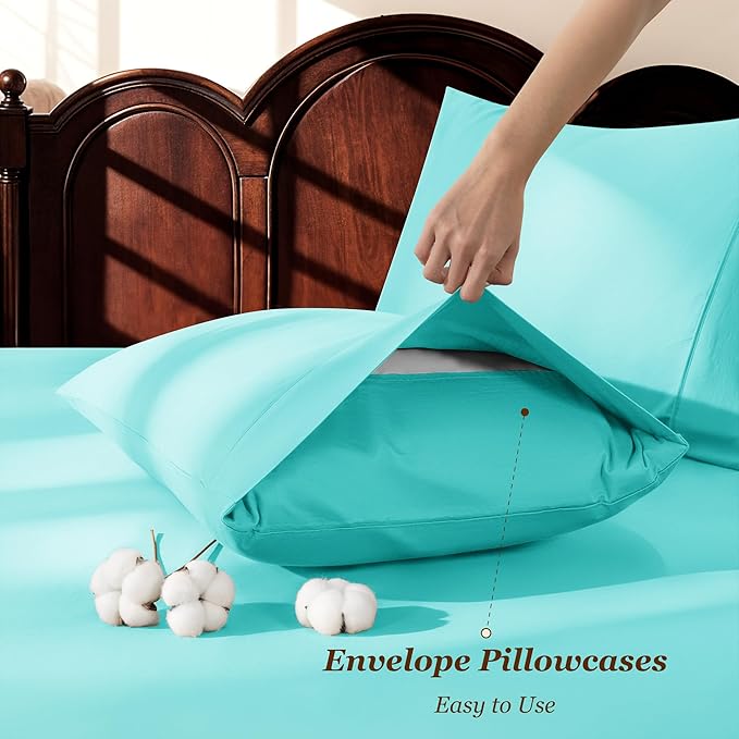 LBRO2M 1000 Thread Count 100% Cotton Sheets Set, Queen Size Bed Sheet 4 Piece - Image 6