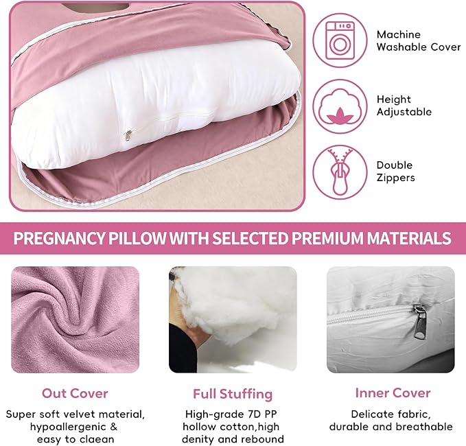 U-Shaped Pregnancy Pillow for Sleeping, Full Body Support for Back, HIPS & - Image 4