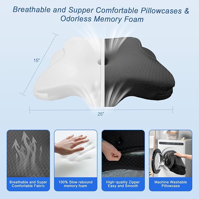 Pain Relief Cervical Pillow for Neck Support, Adjustable Ergonomic Pillow Cozy - Image 6
