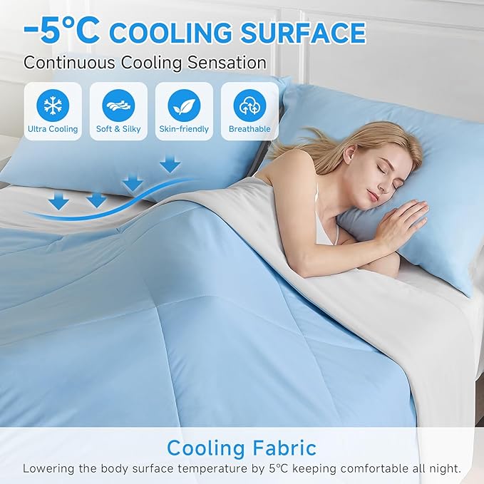 HOMFINE Cooling Comforter Japanese Double-Sided Cold Tech Fabric Cooling Blanket - Image 2