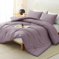 CozyLux Oversized Queen Comforter Set Dusty Purple, 3 Pieces 98x98 Solid by CozyLux
