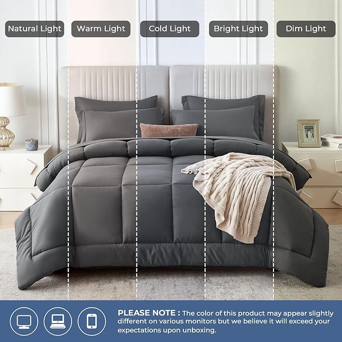 Sasttie Queen Comforter Set, 7 Pieces Bed in a Bag Queen, Complete Bedding Set - Image 8
