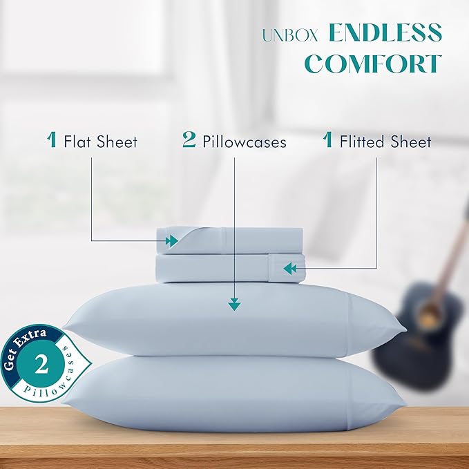 XOOX Linen 100% Egyptian Cotton Sheets King Size - Image 3