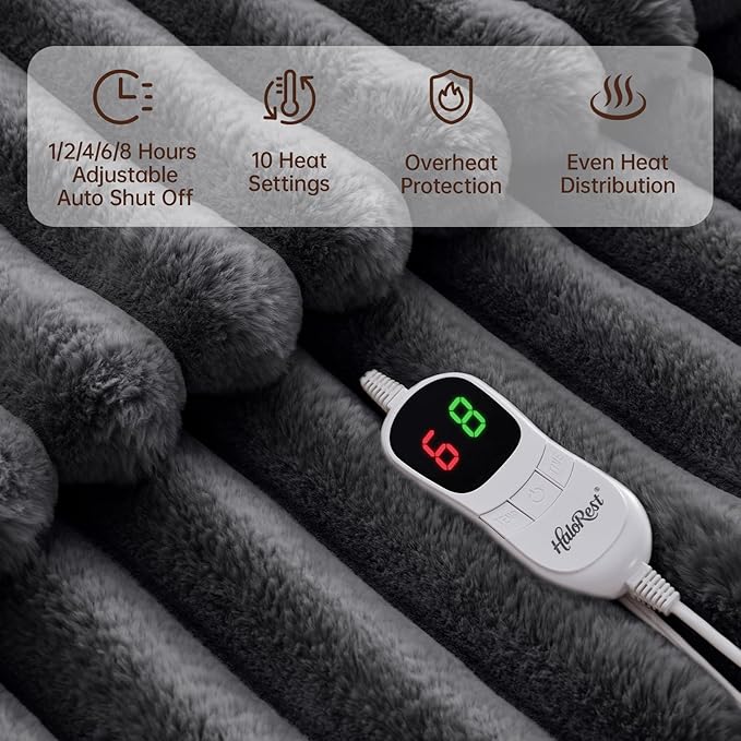 Heated Blanket Full Size, Faux Fur Cozy Heating Blanket - Image 3