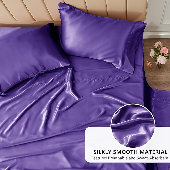 CozyLux Satin Sheets Twin Sheet Set - Image 3