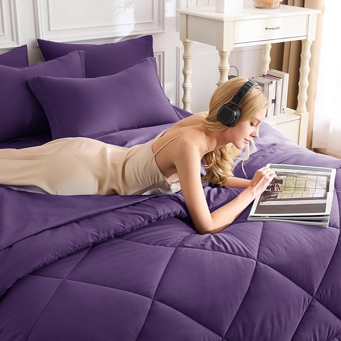 CozyLux King Size Comforter Set Purple - Image 4