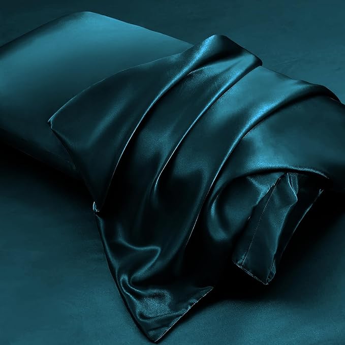 Aormenzy Satin Body Pillow Cover Set of 2, 20x54 Inches Dark Teal Case - Image 3