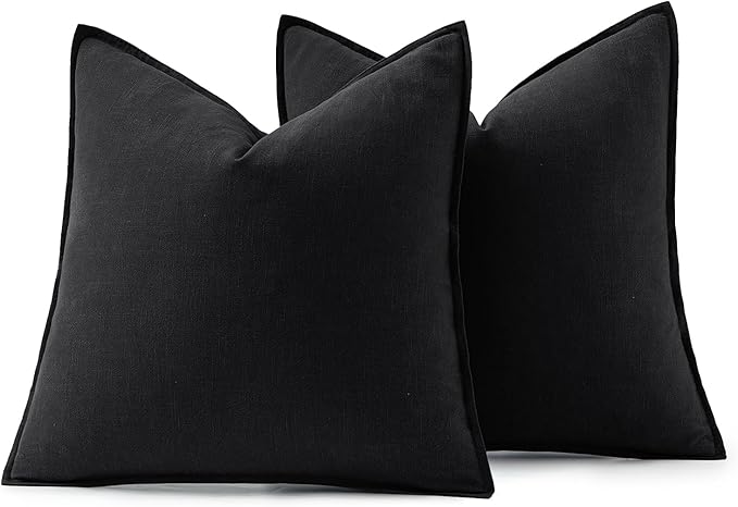 MIULEE Decorative Linen Pillow Covers 18x18 Inch Black ​Boho Farmhouse​ - Image 6