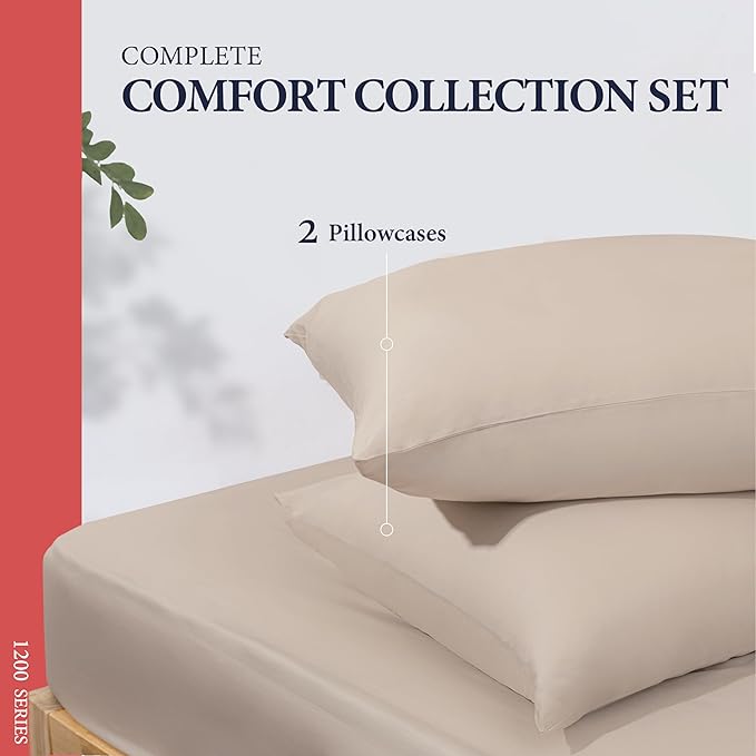 100% Egyptian Cotton Pillow Cases King Size Set of 2 - Image 3