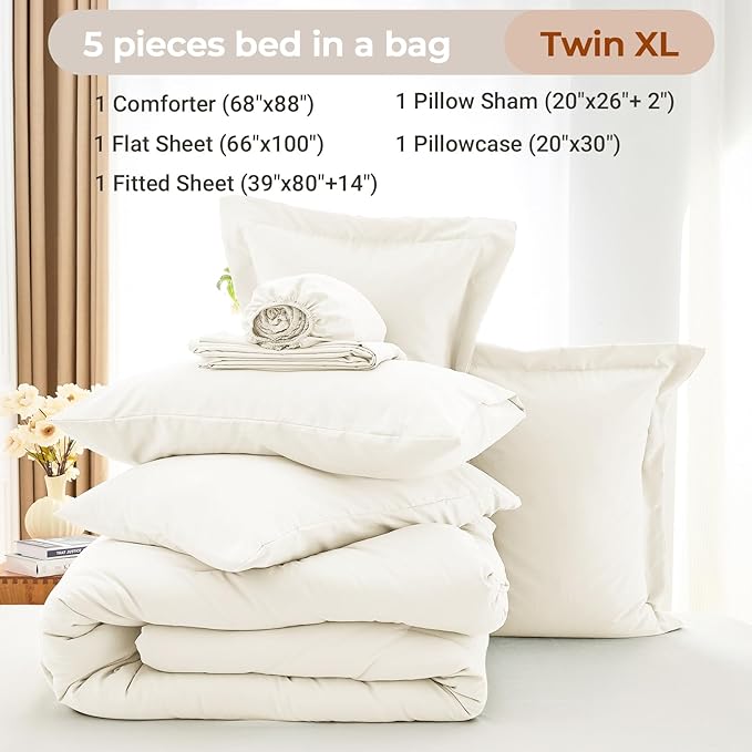 MUXHOMO 5 Pieces Twin XL Comforter Set, Soft Bed in a Bag Twin XL Size - Image 4