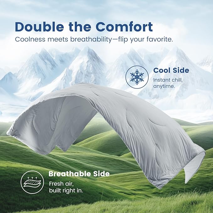 Cozy Bliss Cooling Comforter Cali King Size, Reversible Lightweight Cooling - Image 9