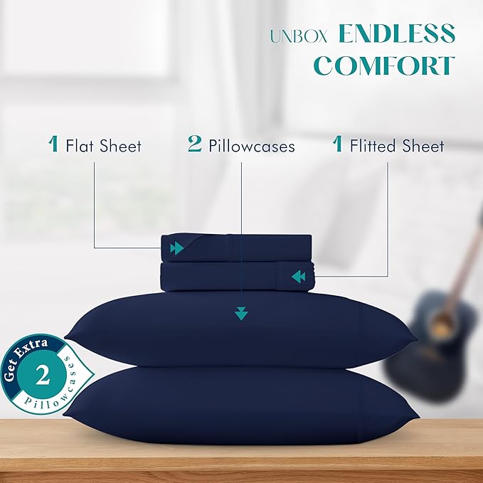 XOOX Linen 100% Egyptian Cotton Sheets King Size - Image 3