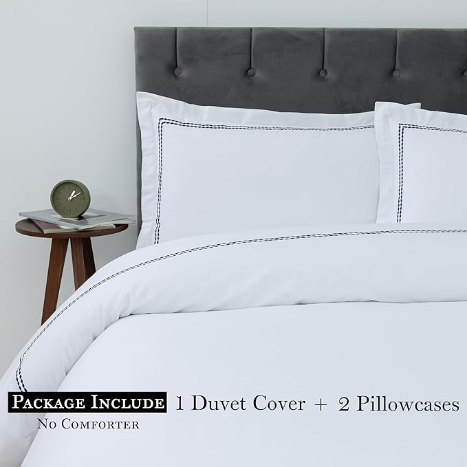 Dreamology White Duvet Cover Luxury Hotel Quality Bedding Set 100% Cotton - Image 4