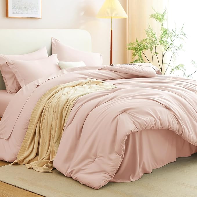 CozyLux Twin XL Comforter Set Blush Pink, 5 Pieces Bed in a Bag Twin Extra Long - Image 8