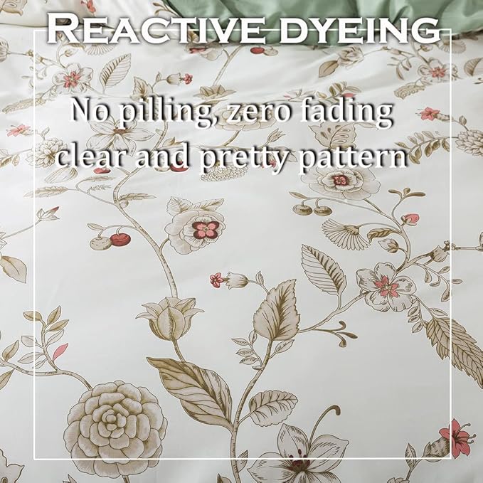 FADFAY Twin XL Duvet Cover Set Floral Bedding Set 100% Cotton College Bedding - Image 5