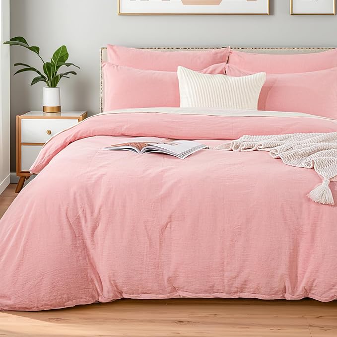 NEXHOME PRO Duvet Cover Twin 100% Washed Cotton, Organic Natural Linen Like by NEXHOMEPRO